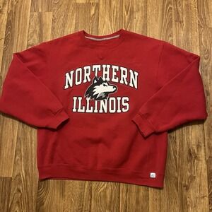 Vintage Northern Illinois University Sweatshirt Adult Large Red Crewneck Huskies